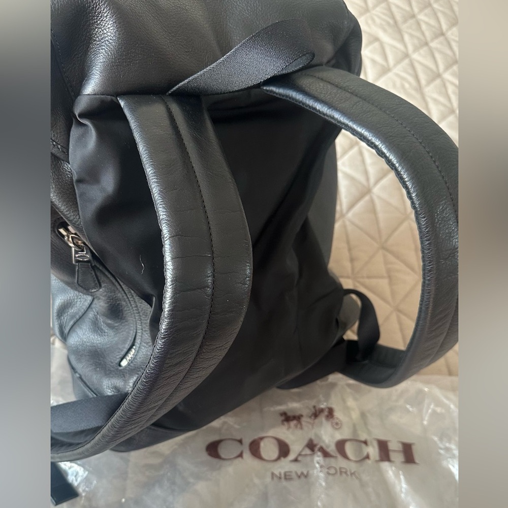 Coach Black Leather Men's Backpack - Picture 6 of 8